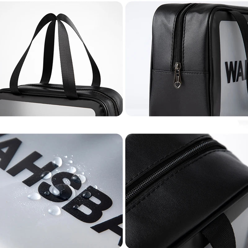 Large Capacity Makeup Bag Transparent PVC Waterproof Travel Toiletry Bag Cosmetics Organizer Storage Tote Clear 3Pcs Wash Bags