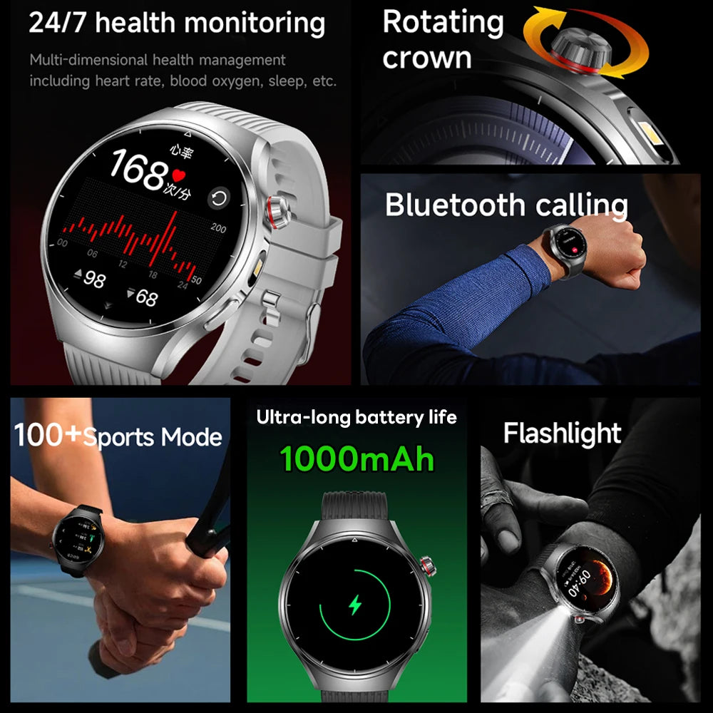 2026 G6 Max Smartwatch – 1000mAh Battery, Bluetooth Call, GPS Tracking & LED Flashlight | Men