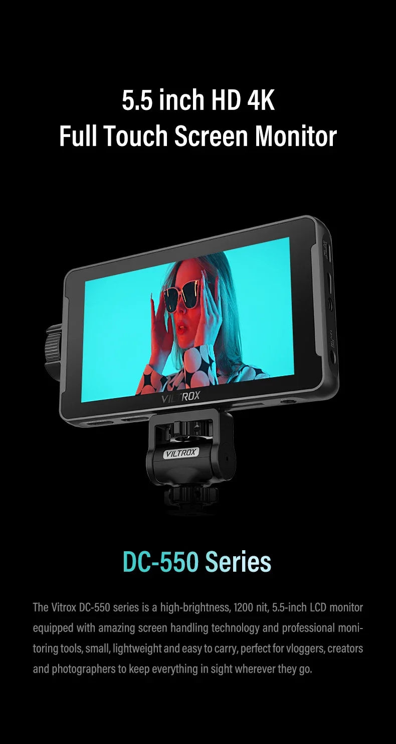 VILTROX DC-550/DC-550PRO Profissional Camera Studio Monitor 5.5 Inch 4K 30Hz HDMI Touch Screen 3D LUT 1920x1080 Director Monitor