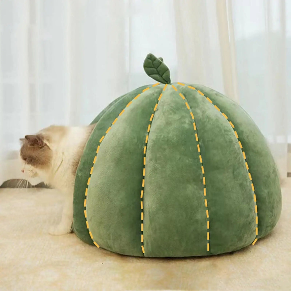 Pumpkin Cat Cave Bed - Enclosed Halloween Hideaway – photo 3