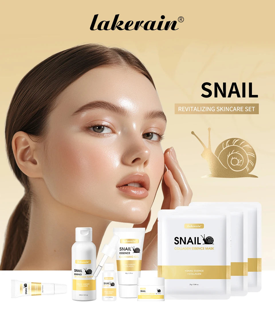 Lakerain Snail Collagen Skin Care Set Smoothing Skin Long Lasting Hydrating Deep Cleaning Improve Elasticity Face Care Kits