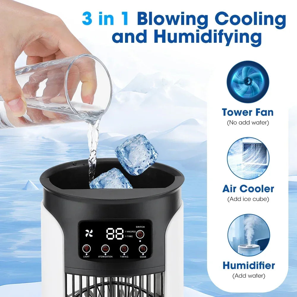 Portable Misting Air Cooler Fan – 6 Speeds, USB Desktop Cooler with LED Display & Timer