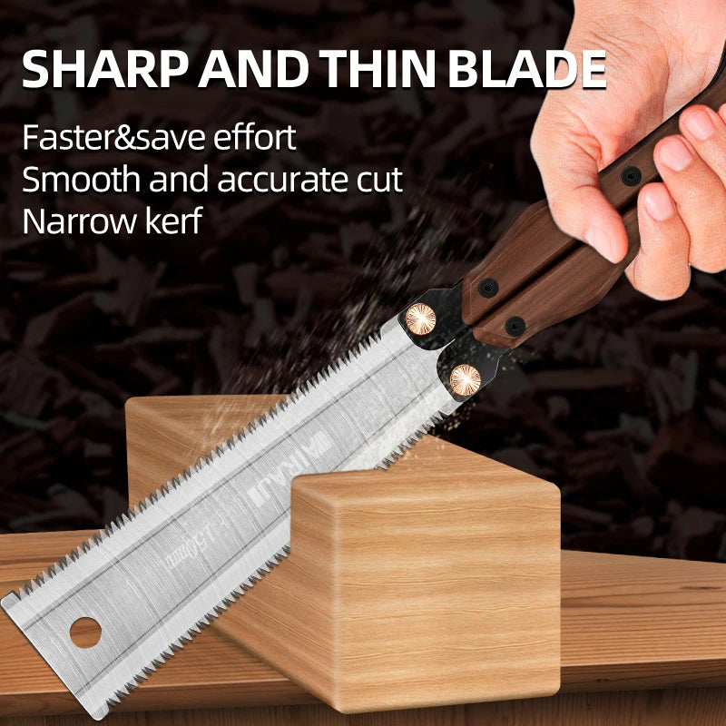 AIRAJ Double-Sided Folding Saw — Anti-Slip Pruning & Camping Hand Saw
