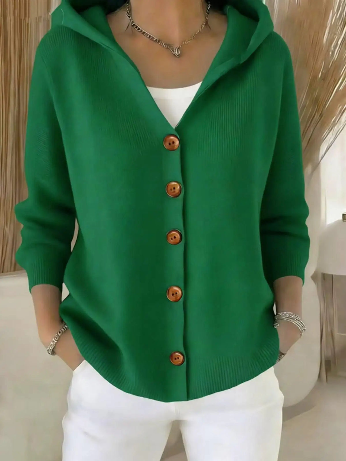 Women's Hooded Knit Cardigan - Casual Open Front V-Neck Sweater - photo 12