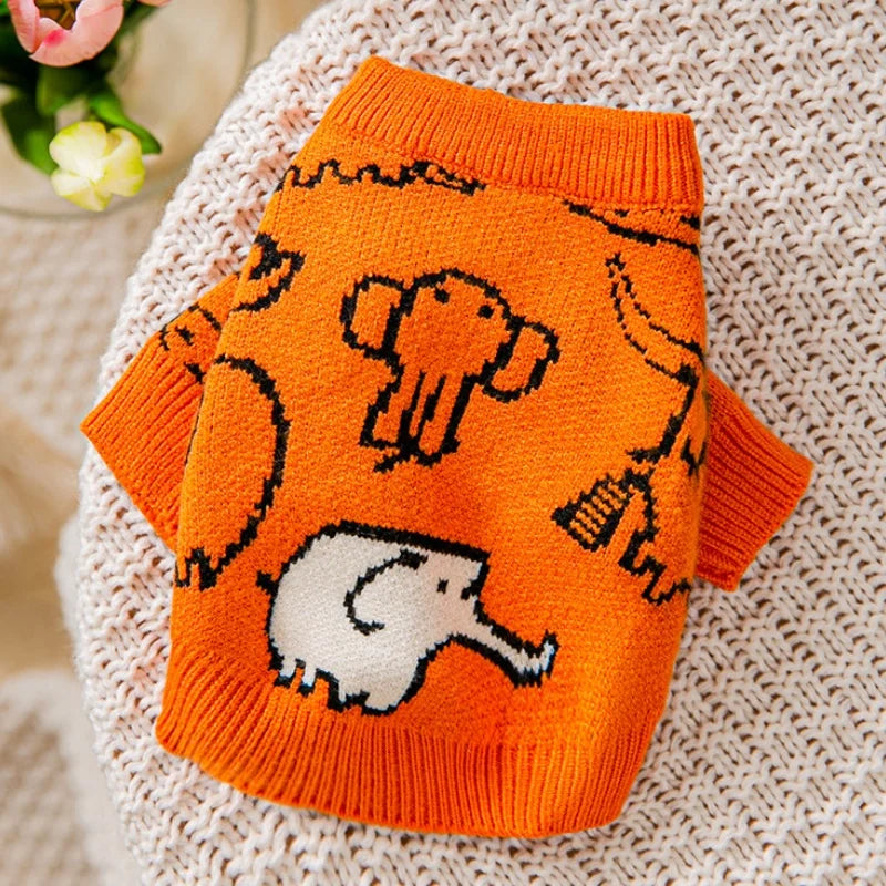 Cute Animal Knit Dog Sweater - Warm Pullover for Small Dogs and Cats
