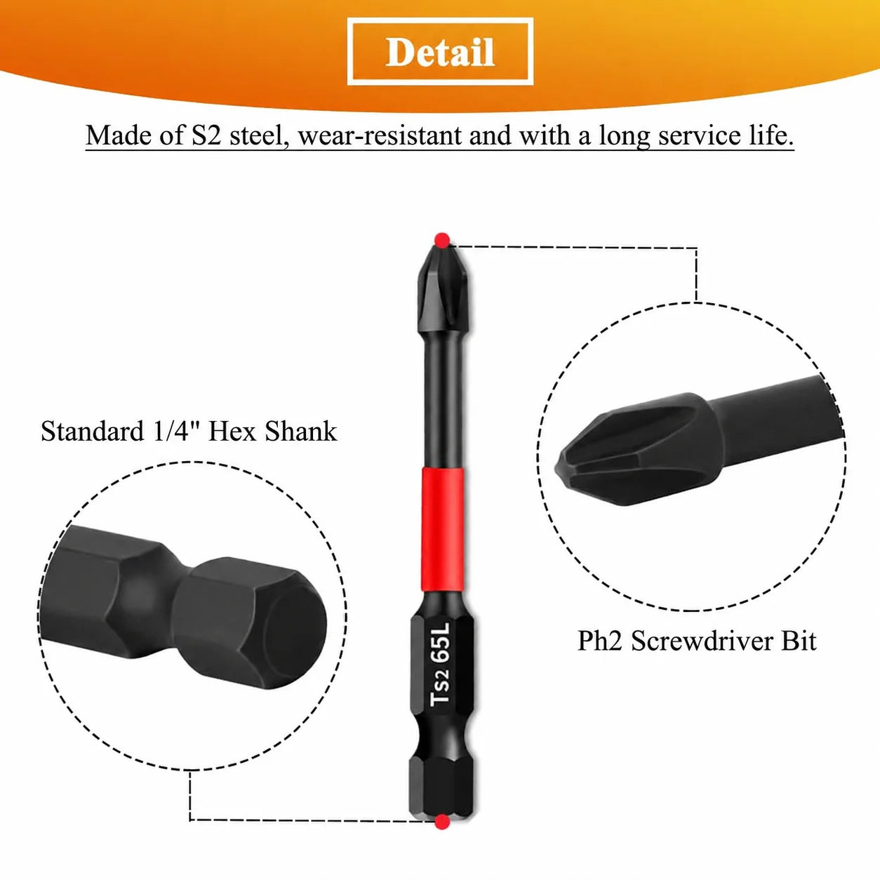Rafford Magnetic Impact Screwdriver Bit Set 3/6/12Pcs High Torque S2 Steel 1/4"  Phillips PH2 for Electric and Manual Drills
