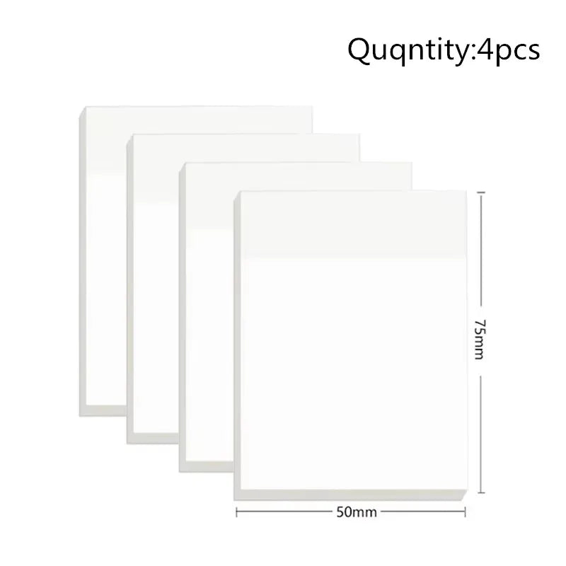 50 Sheets Transparent Sticky Note Pads Waterproof Self-Adhesive Memo Notepad School Office Supplies Stationery