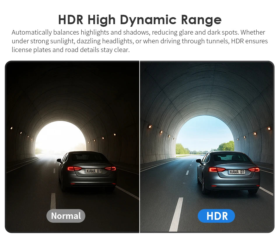 4K Front and Rear Dash cam KAWA D7,Video Recorder 4K WiFi6 Car Camera,DVR Tiny Rear Camera for AUTO,APP/Voice Control Dashcam