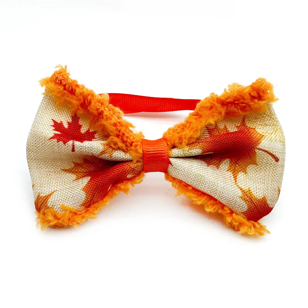 30/50pcs Fall Pet Product Dog Bowtie Necktie Fluffy Style Ties Thanksgiving Small Dog Bowtie Pet Dog Grooming Collar Accessoreis