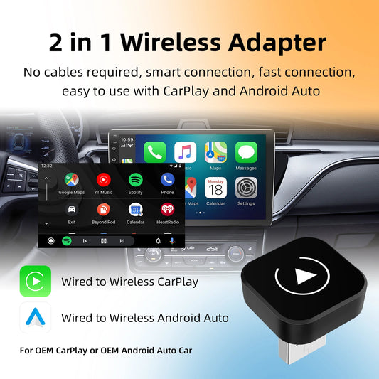 2-in-1 Wireless CarPlay & Android Auto Mini Box
