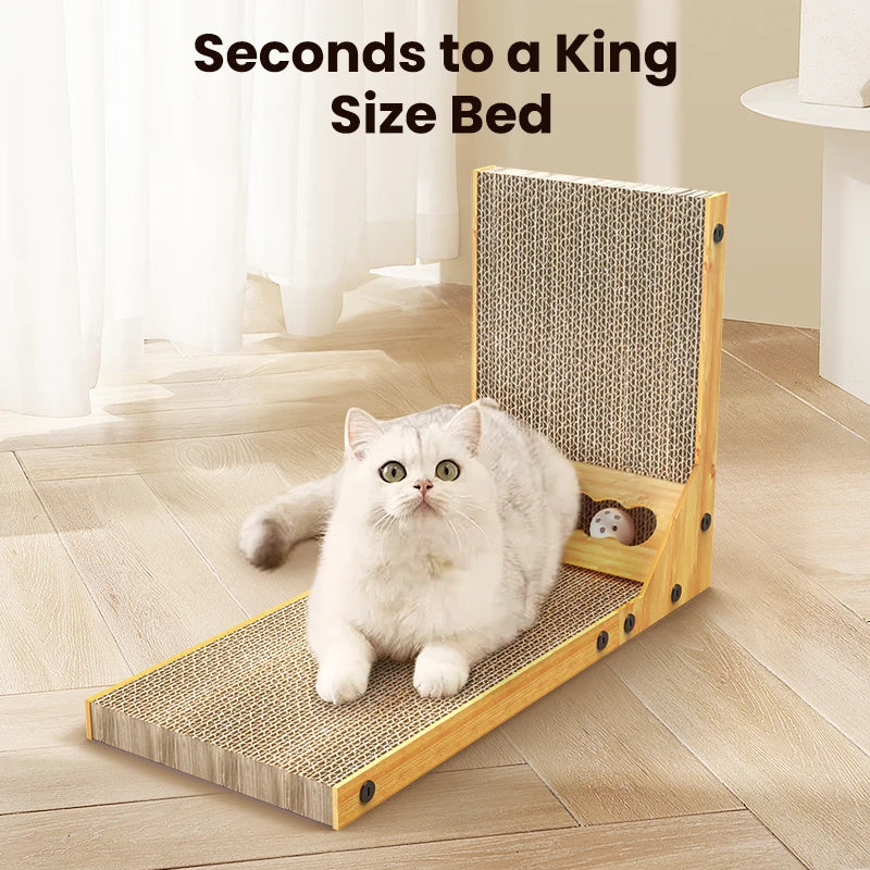 L-Shaped Cat Scratcher Board - Corrugated Claw Grinding Mat – photo 4