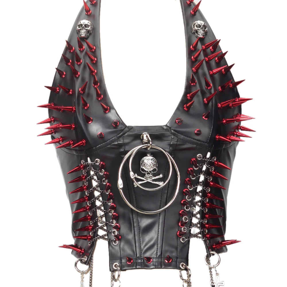 Women's Studded Y2K Grunge Tank Top — Gothic Spiked Cami