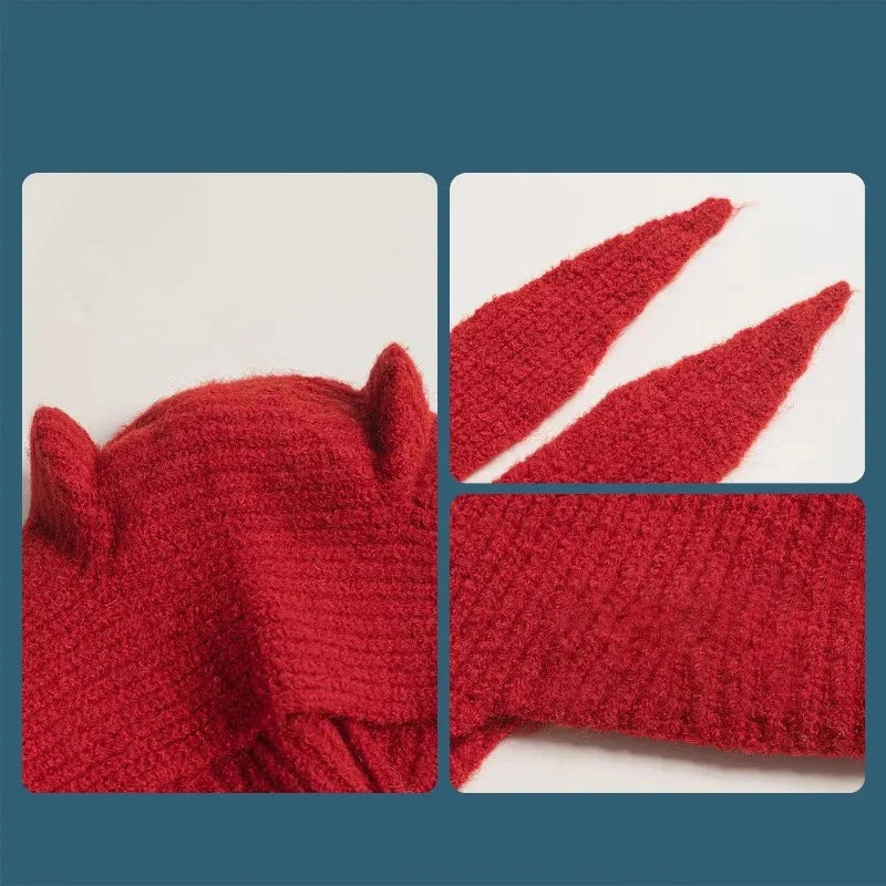 Women's Knit Balaclava Scarf Hat, Warm Winter Hood