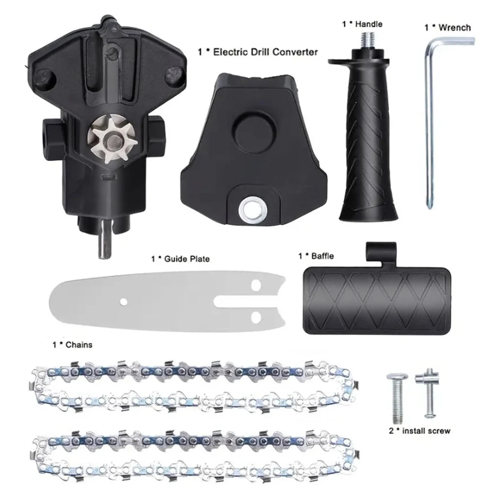 JANGKLIFE 4/6 Inch Electric Drill Modified To Electric Chainsaw adapter Tool Portable Conversion Head Kits Woodworking Pruning