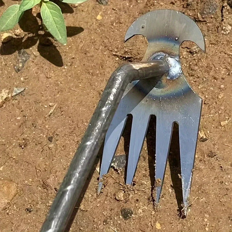 2-in-1 Garden Weeder & Rake – Manganese Steel Rooting Shovel for Weeding, Digging & Loosening Soil