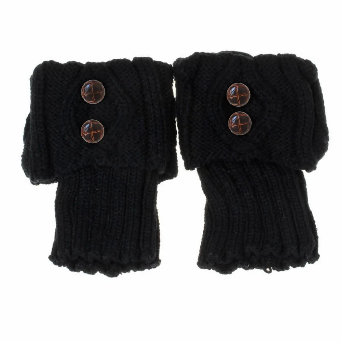 Women's Knit Boot Cuffs, Short Leg Warmers with Buttons