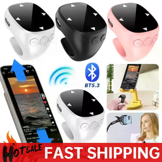 Wireless Bluetooth Scroll Ring - Fingertip Remote Page Turner for iOS & Android