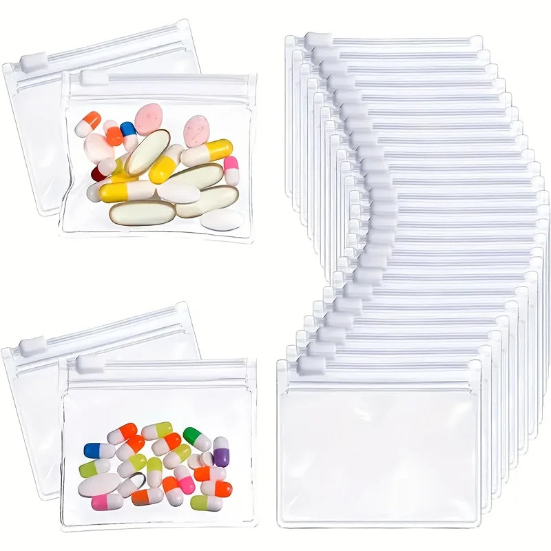3/15/30Pcs Clear Eva Zipper Pill Bag Medicine Soft Plastic Trinkets Jewelry Storage Bag Waterproof Plastic Zipper Bag