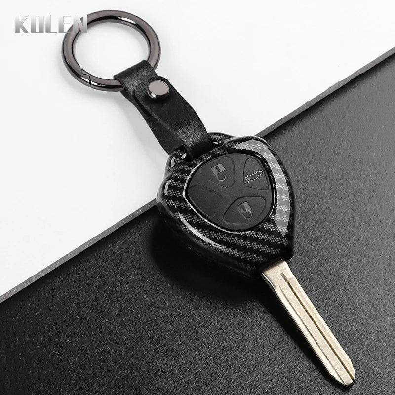 ABS Carbon Fiber Style Car Key Case Cover For Toyota Camry Avalon Corolla Matrix RAV4 Venza Yaris Replacement Protector Keychain