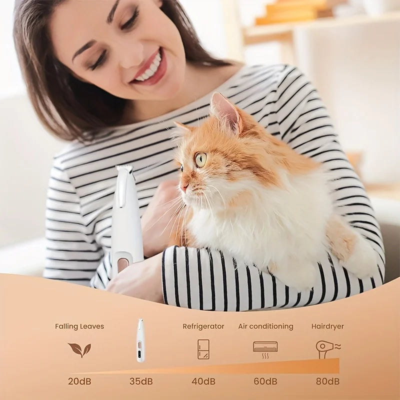 Rechargeable Cat and Dog Grooming Scissors, USB Powered Paw Trimmer, Professional Pet Hair Clipper, Cat and Dog Foot Razor