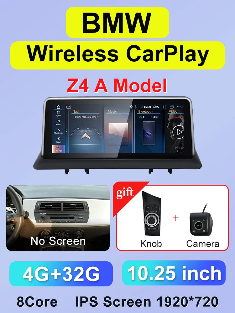 10.25" Car Stereo with Apple CarPlay & Android Auto, Compatible with BMW Z4 E85 E86 E89 (CIC/NBT)