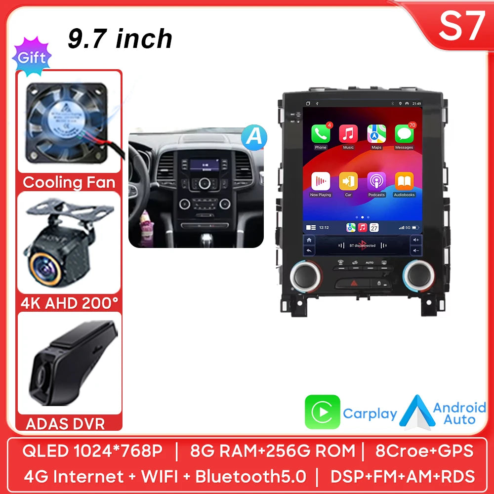 Car Stereo with Apple CarPlay & Android Auto, Compatible with Renault Koleos, Megane 4 & Talisman