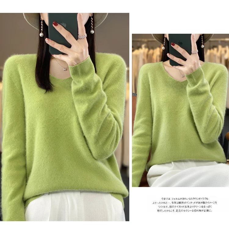 Women's Merino Wool V-Neck Sweater