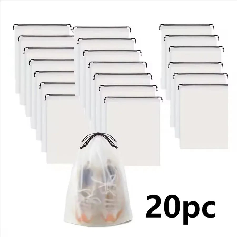 10PCS Portable Shoe Storage Drawstring Eco Storage Bag for Sundries Travel Makeup Bag Waterproof Transparent Plastic Storage Bag
