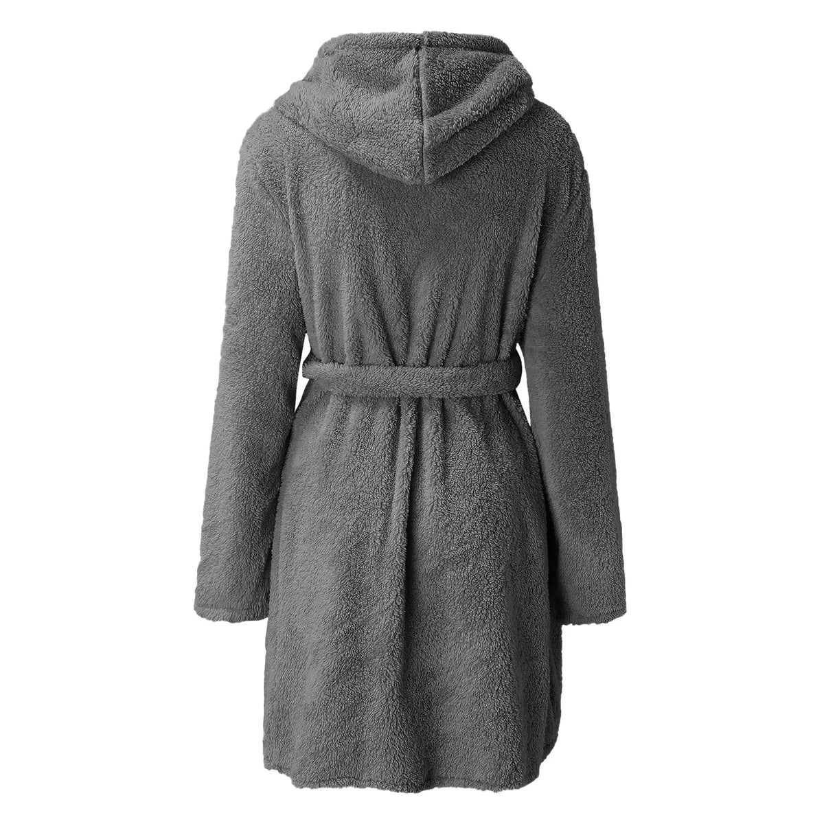 Women's Short Plush Hooded Bathrobe