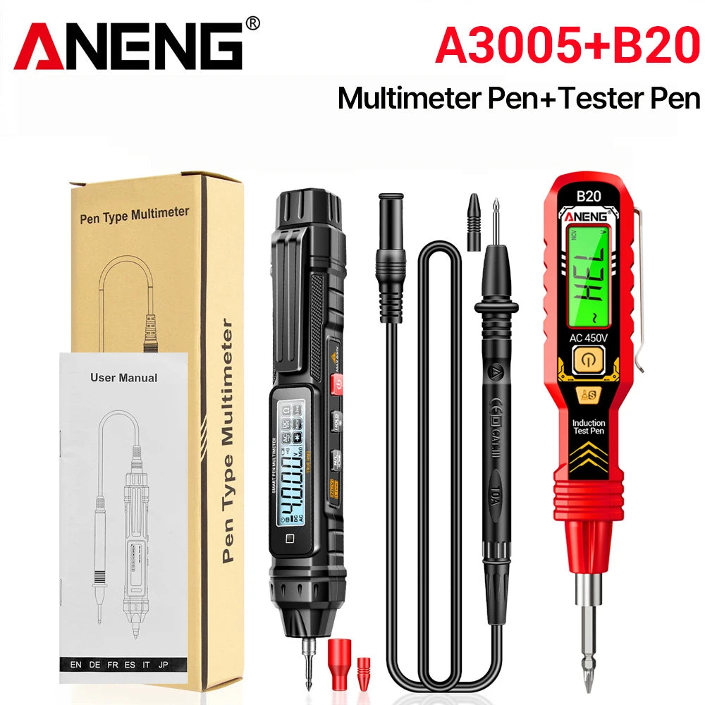 A3005+B20 Digital Multimeter Professional Insulated Voltage Test Pen Non-Contact AC/DC VoltageTester Double Head Screwdriver
