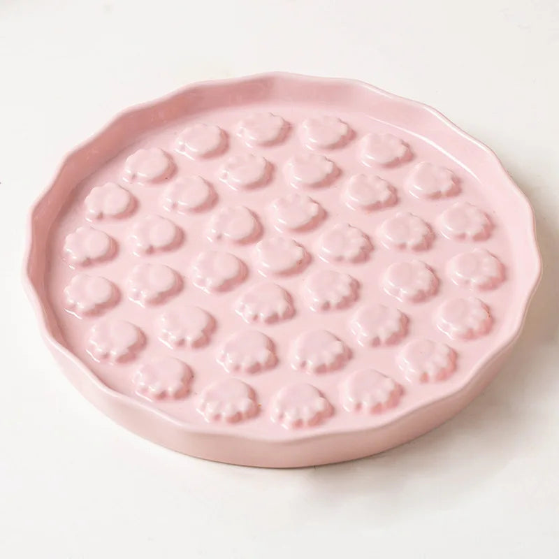 Ceramic Cat Lick Plate - Textured Slow Food Dish – photo 6