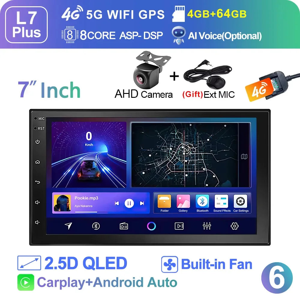 LEHX Wireless Carplay 2din Android 14 Car Radio Multimedia Video Player Universal 7/9/10 inch AutoRadio GPS Navigation 4G WiFi