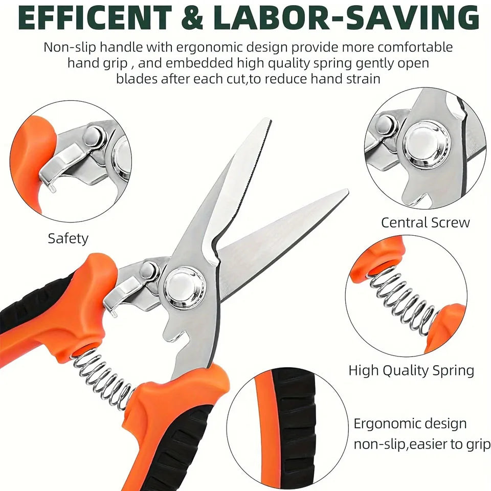 3PCS Gardening Scissors Set – Ergonomic Non-Slip Bypass Pruning Shears with Safety Lock | Beginner Garden Kit