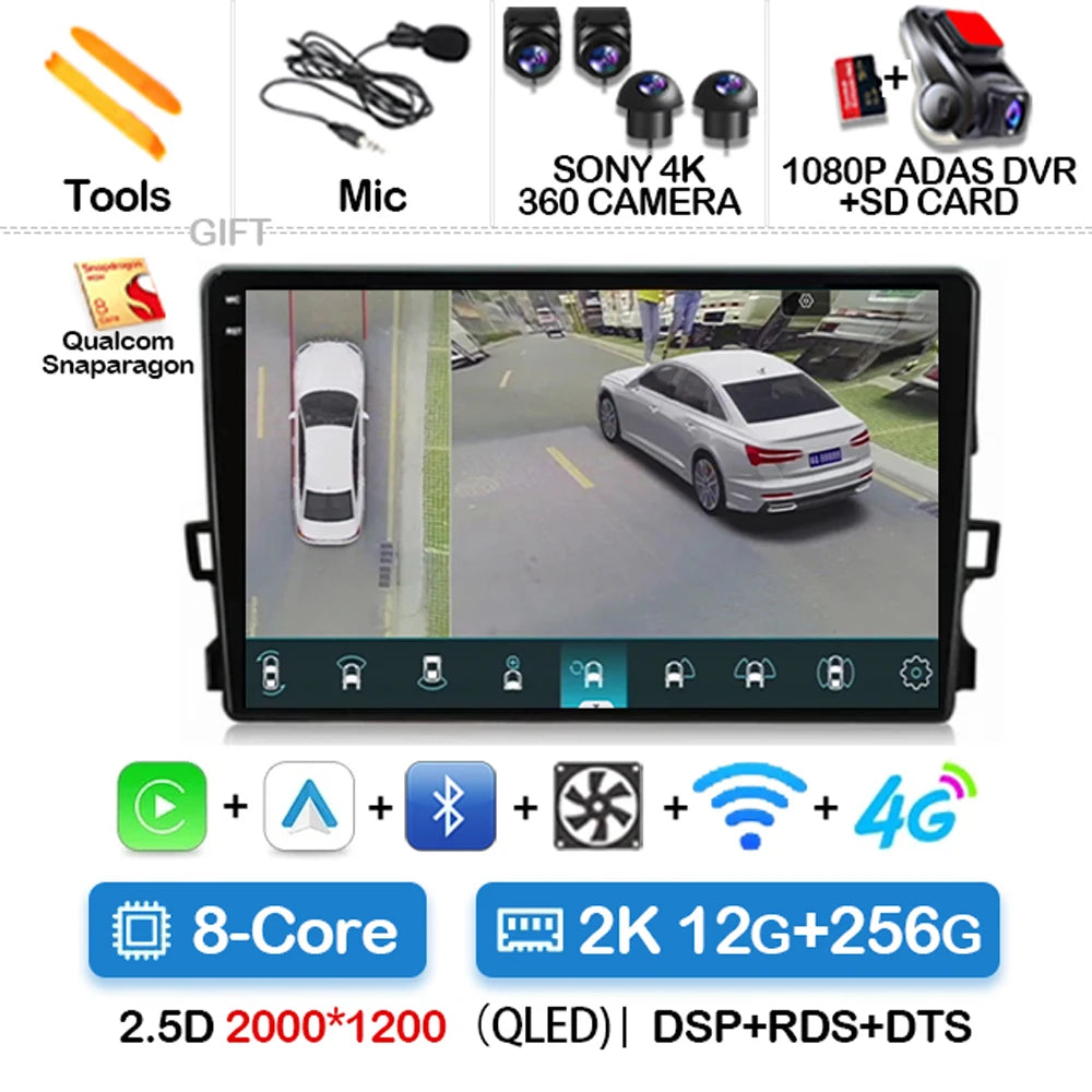 Android Car Stereo for Toyota Auris E150 (2006–2012) — Wireless CarPlay, Android Auto, GPS, WiFi