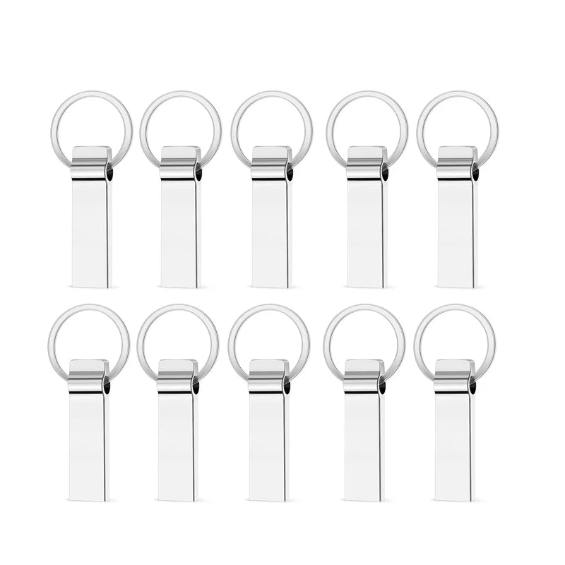 Metal USB 2.0 Flash Drive 10-Pack — Bulk Memory Sticks 4GB to 128GB