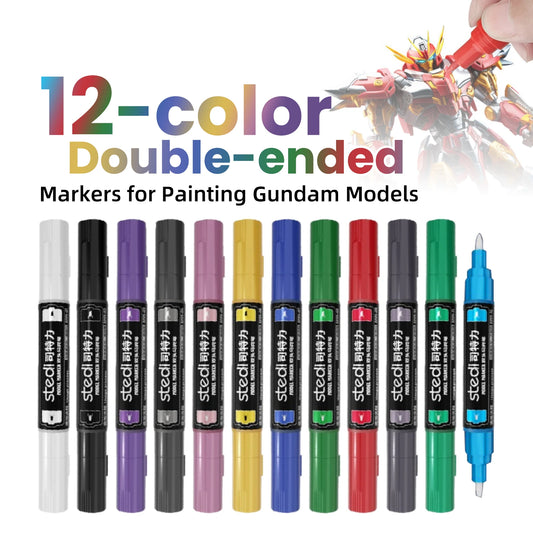 Stedi 12pcs Double-headed Marker Pen Set for Gundam Scale DIY Model Coloring Tool Nylon Paint Coloring Pens Hobby DIY Tools