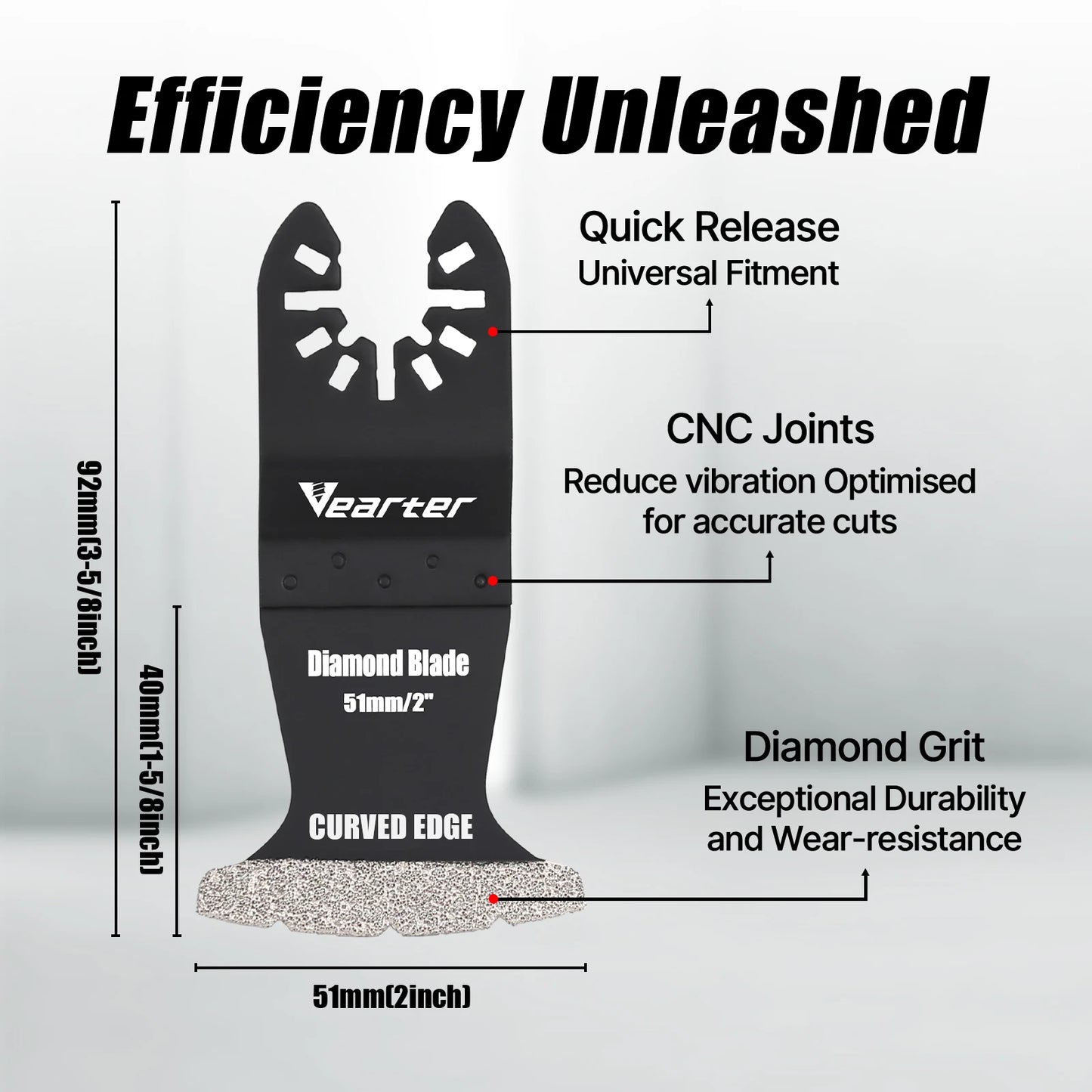 Vearter 5-Pc Diamond Oscillating Multi-Tool Blades — Grout & Tile