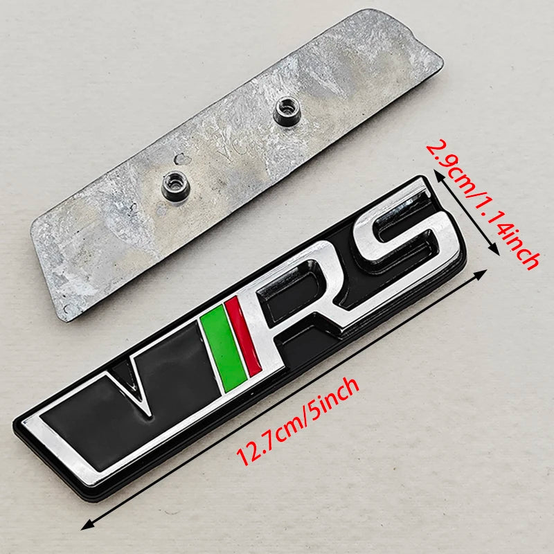 3D Metal RS Logo Emblem Car VRS Letters Front Grille Badge Sticker For Skoda VRS Octavia 1 2 3 Rapid Kodiaq Karoq Fabia Kamiq