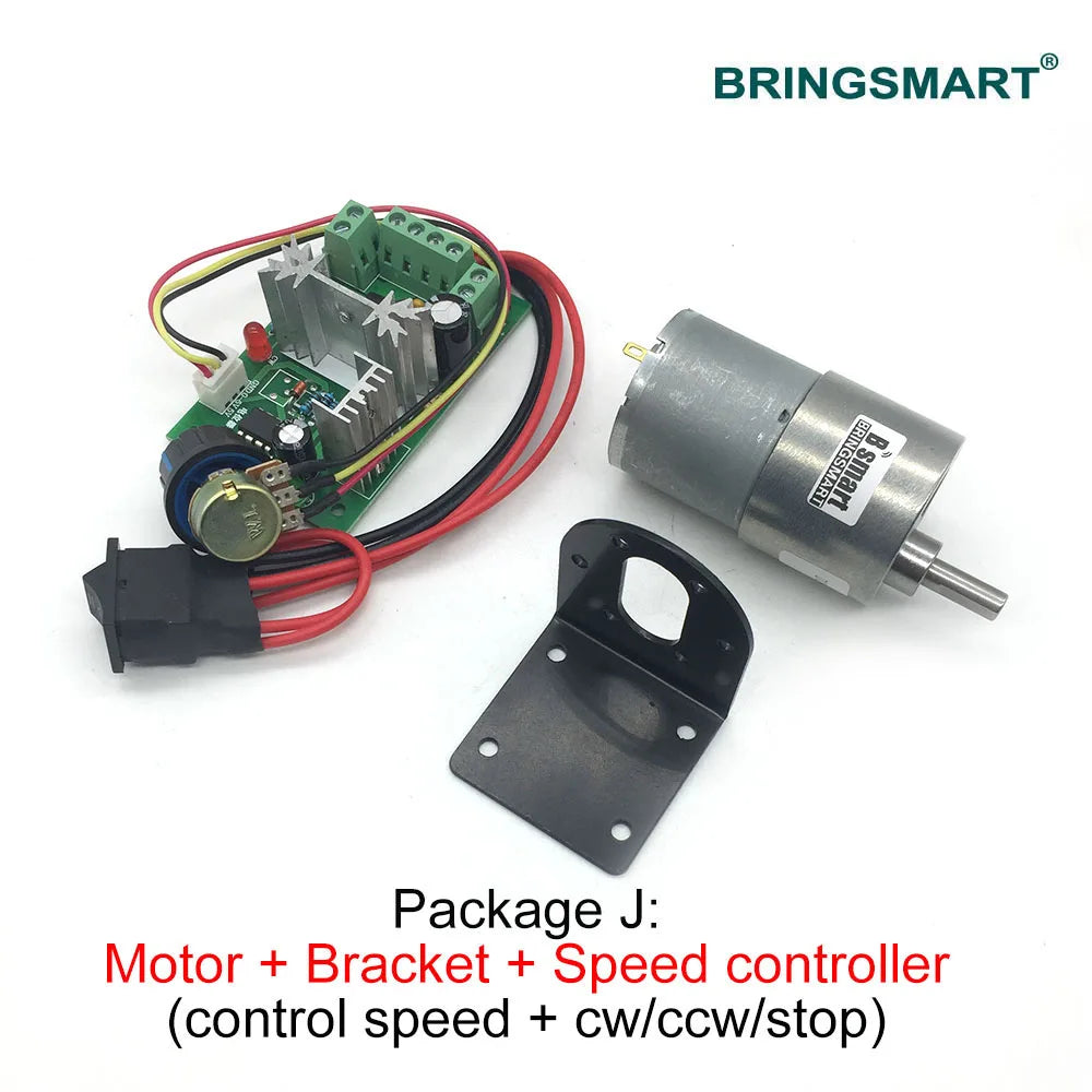 Bringsmart JGB37-3530 Gear Motor High Torque 12v DC Motor 7-960rpm Motor Reduction Gearbox Box Motor Electrico Reversible