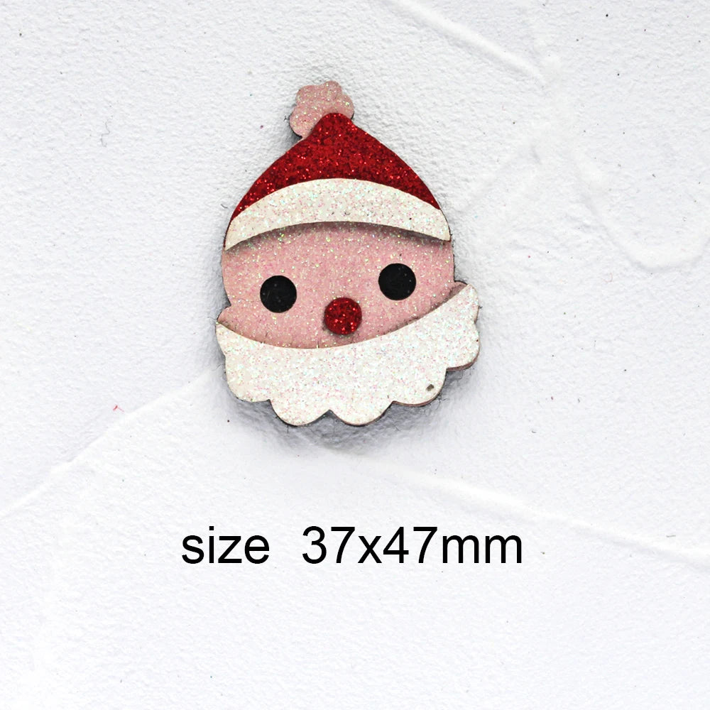 10pcs Glitter Padded Applique Reindeer with Red Nose  for DIY Christmas Hair Clips Bow Accessories Felts Supply Party Decor