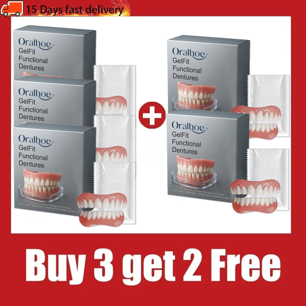 2026 New Teeth Silicone Kit Fill Tooth Gaps Orthodontic Upper Lower Fake Teeth Soft Decorative Comfortable Realistic Denture Set
