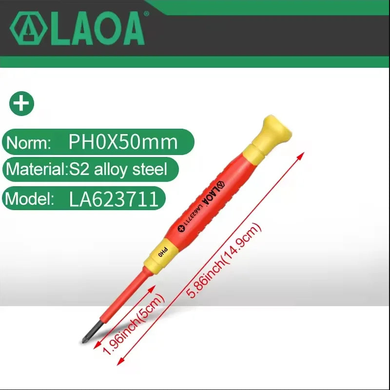 LAOA 1pc Insulated Precision Screwdriver SL1.0-3.0 aCross Small Size Screwdriver to Remove Watches Cell Phone NotebookT5-T10