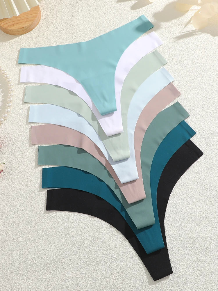5-Pack Ice Silk Seamless Thongs – Breathable Low-Rise Panties