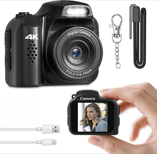 4K Keychain Camera – 64MP Mini Digital Camera with Screen