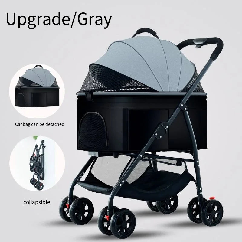 3-in-1 Folding Pet Stroller - Lightweight Travel Cart for Dogs
