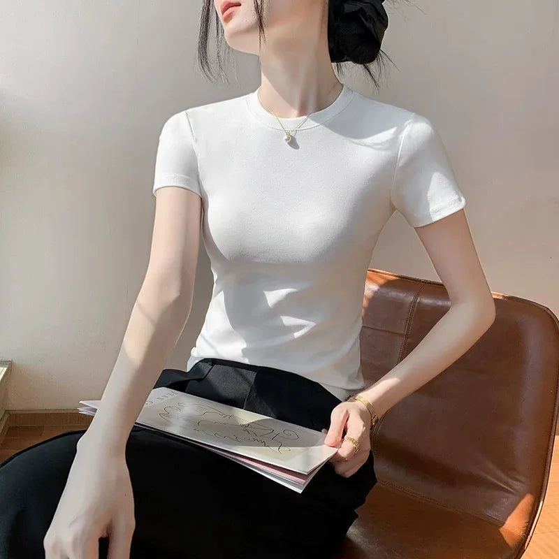 Women's plain cotton t-shirt - view 4