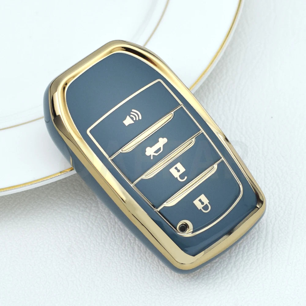 4 Buttons TPU Car Key Case Cover Remote Fob Shell For Toyota Hilux Revo Innova Rav4 Fortuner Skin Key Chain Holder Protector
