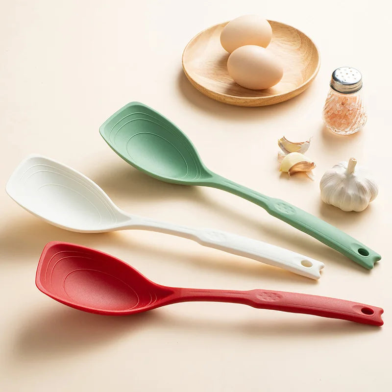 Large Silicone Cooking Spoon - Non-Slip Round Handle Serving Spoon