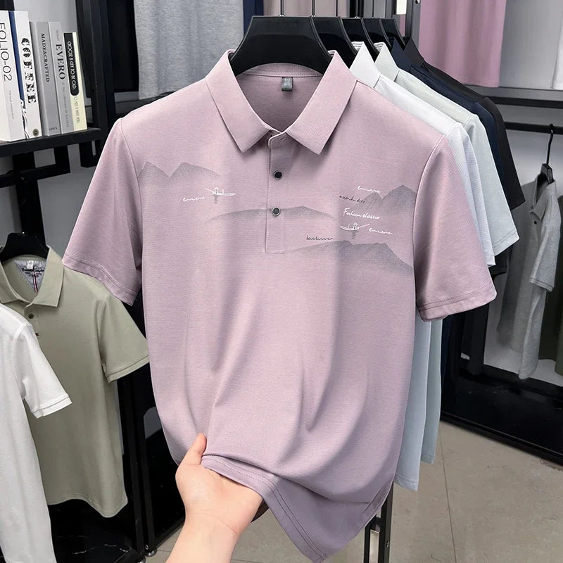 Men's Textured Mesh Polo - Cool-Touch Lapel, Two-Button Placket
