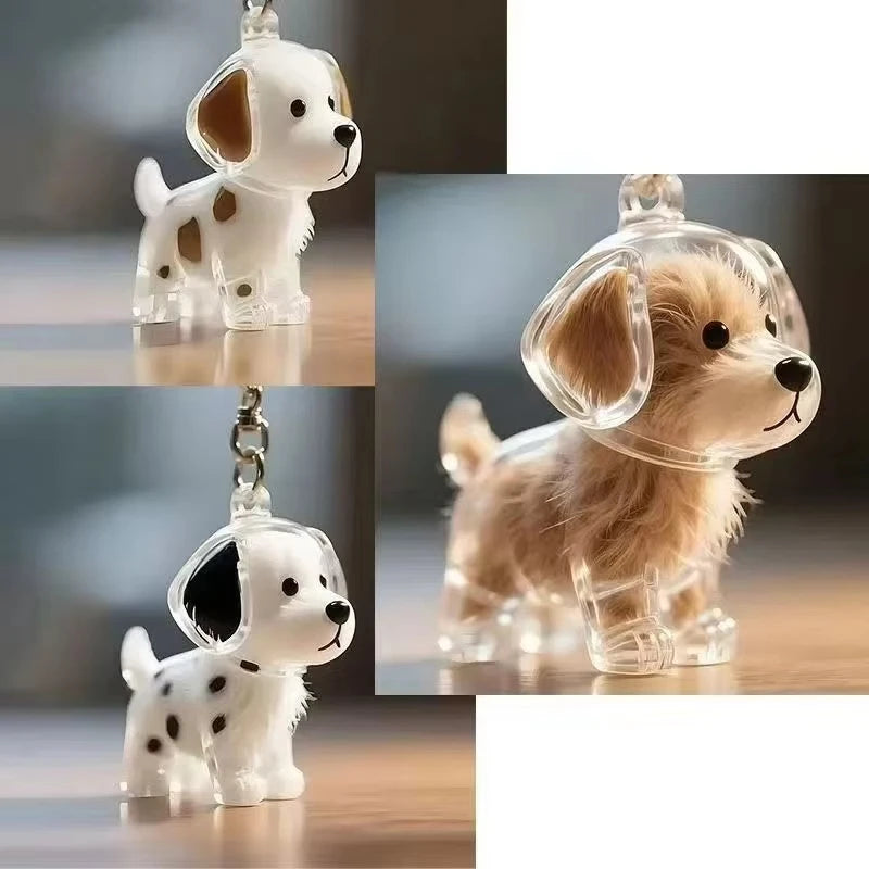 Lovely Dog Hair Storage Keychain Pendant for Bags, Couples Car Keys, Unique Jewelry Souvenir Gift Decoration Accessories Set